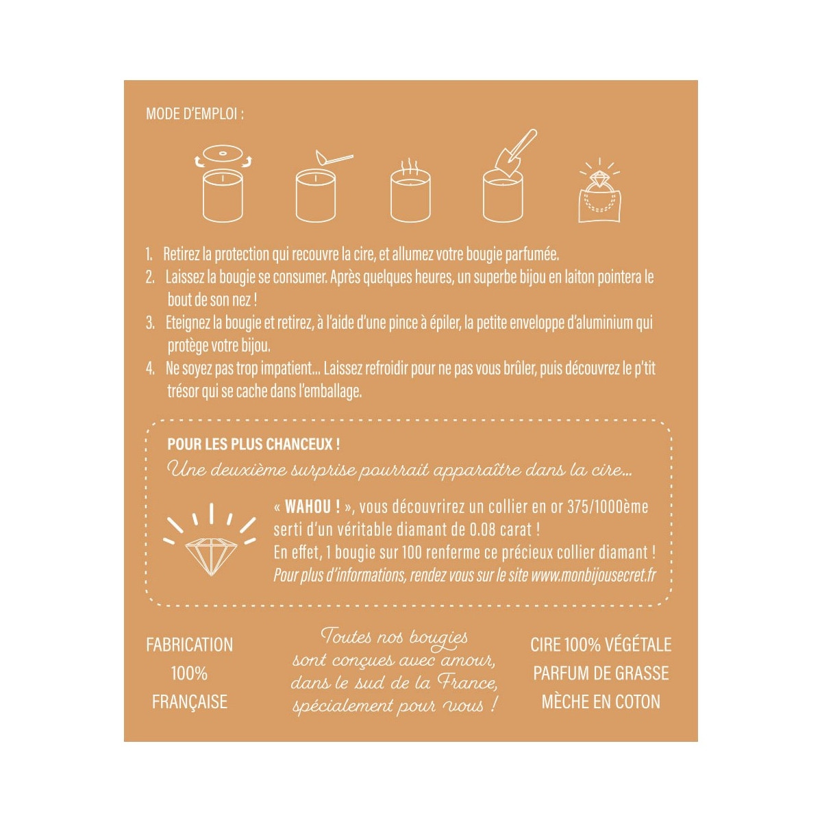 Bougie Bijou Collier argenté - Parfum Caramel gourmand - 40h Bougie Bijou Collier argenté - Parfum Caramel gourmand - 40h
