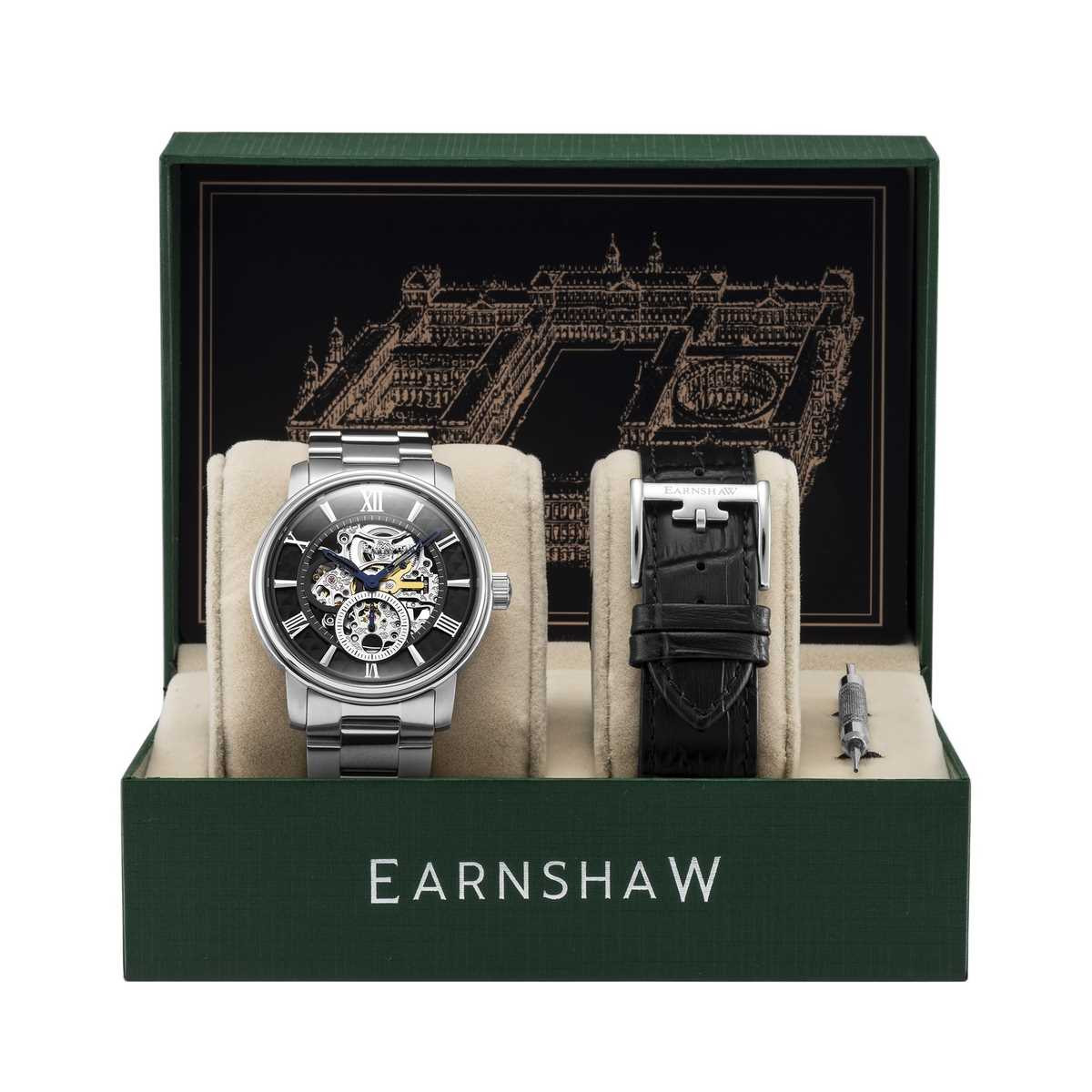 Coffret montre homme Earnshaw WHITEHALL ES-8120-22 automatique - cadran noir