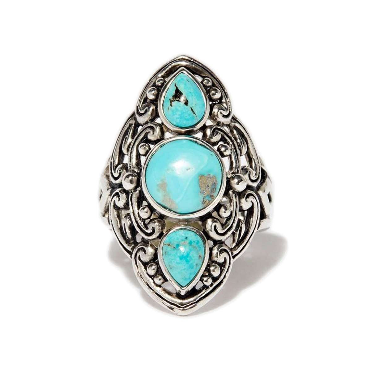 Bague "Sauco" Turquoise 2ct/3 et Argent Massif 925/1000