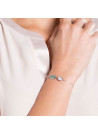 Bracelet chaine laiton argenté monté d'une aventurine verte et d'un quartz vert "Zoé"