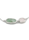 Bracelet chaine laiton argenté monté d'une aventurine verte et d'un quartz vert "Zoé"