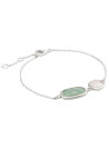 Bracelet chaine laiton argenté monté d'une aventurine verte et d'un quartz vert "Zoé"