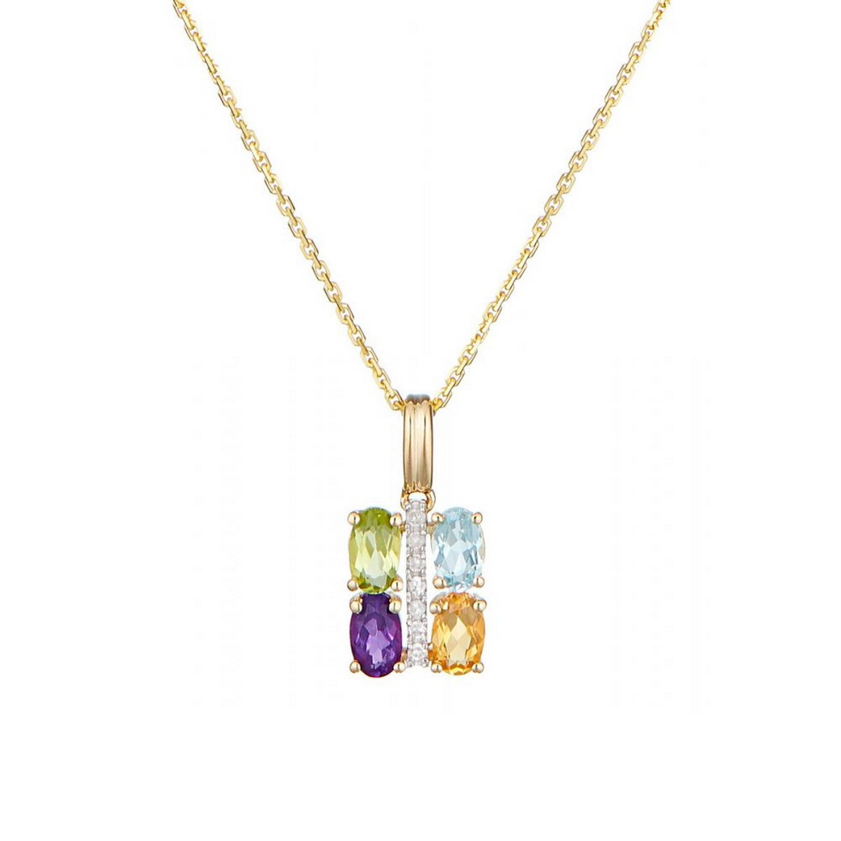 Pendentif Or Jaune Diamant et Pierres Précieuses Pendentif "Janine" Or jaune et Multipierres