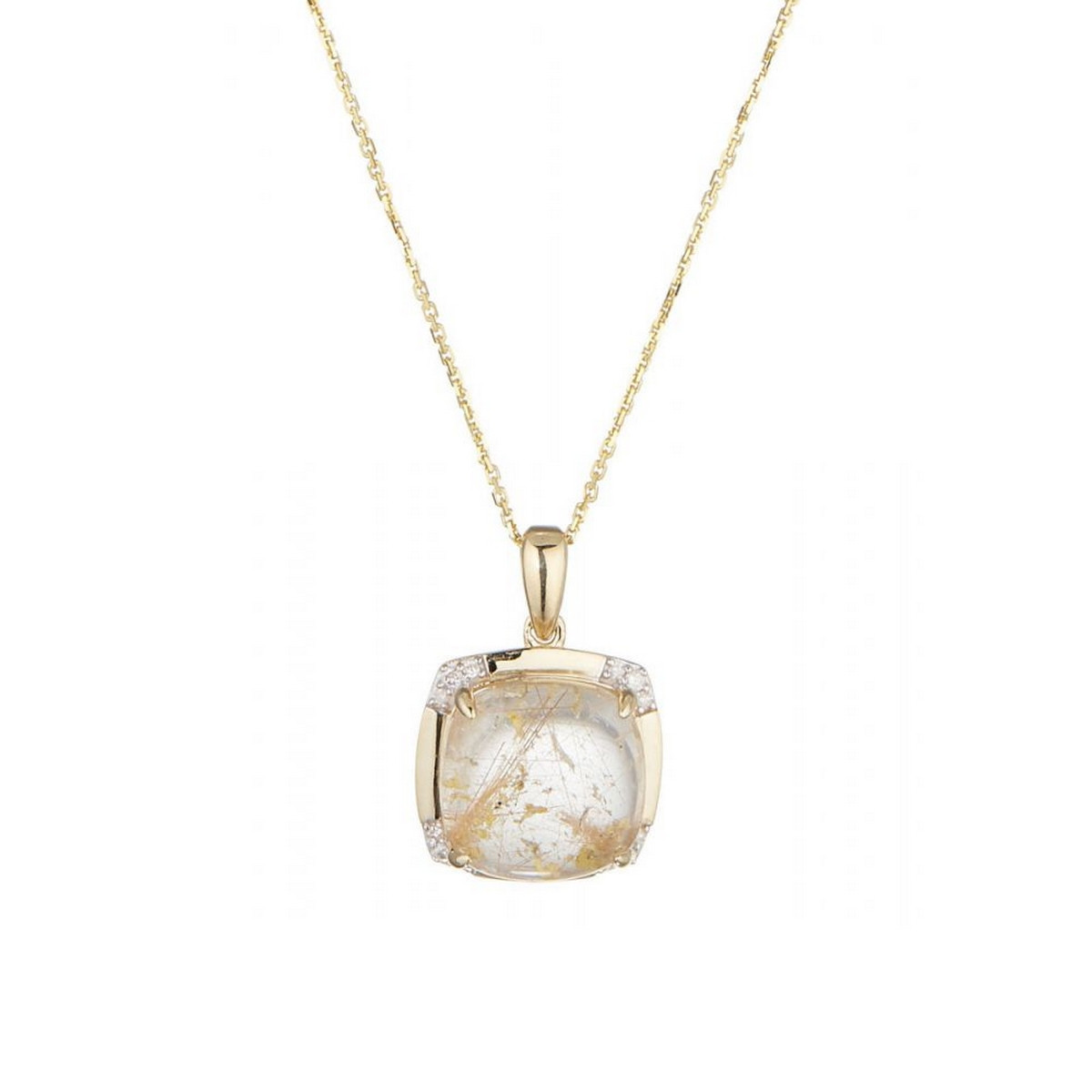 Pendentif Or Jaune Diamant et Rutile Pendentif Or Jaune Diamant et Rutile