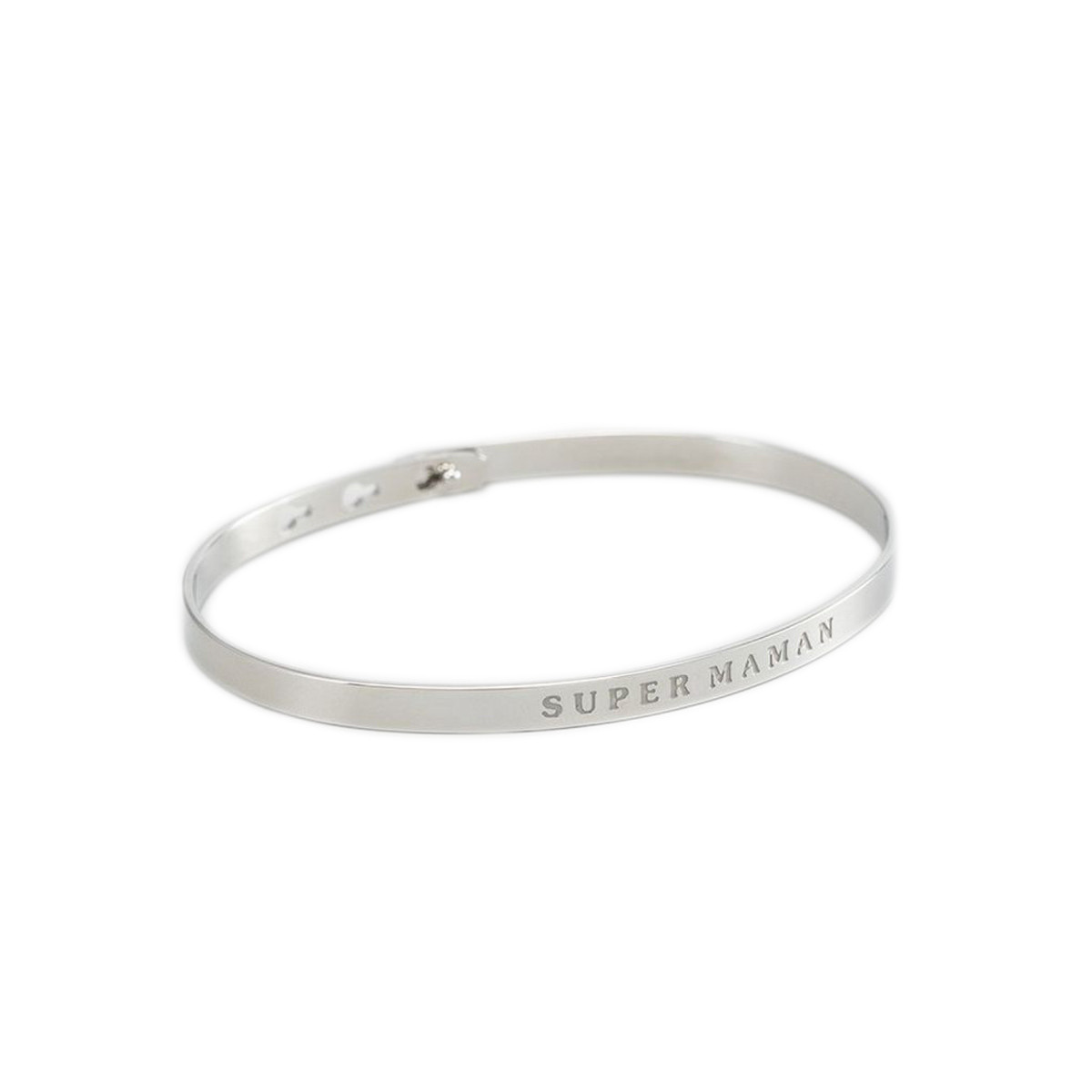 Bracelet à message "Super Maman" Laiton argenté