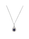 Pendentif Or Blanc Diamant et Saphir