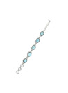 Bracelet argent massif et pierre naturelle larimar bleu avec fermoir à bascule