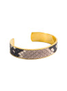 Bracelet ouvert "BROOME" simili cuir serpent multicolore finition dorée
