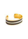 Bracelet ouvert "DARWIN" émail Blanc et Noir finition dorée