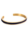 Bracelet jonc ouvert "SHANGHAI" Fausse fourrure bleue finition dorée