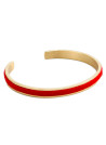 Bracelet jonc ouvert "SHANGHAI" Fausse fourrure rouge finition dorée