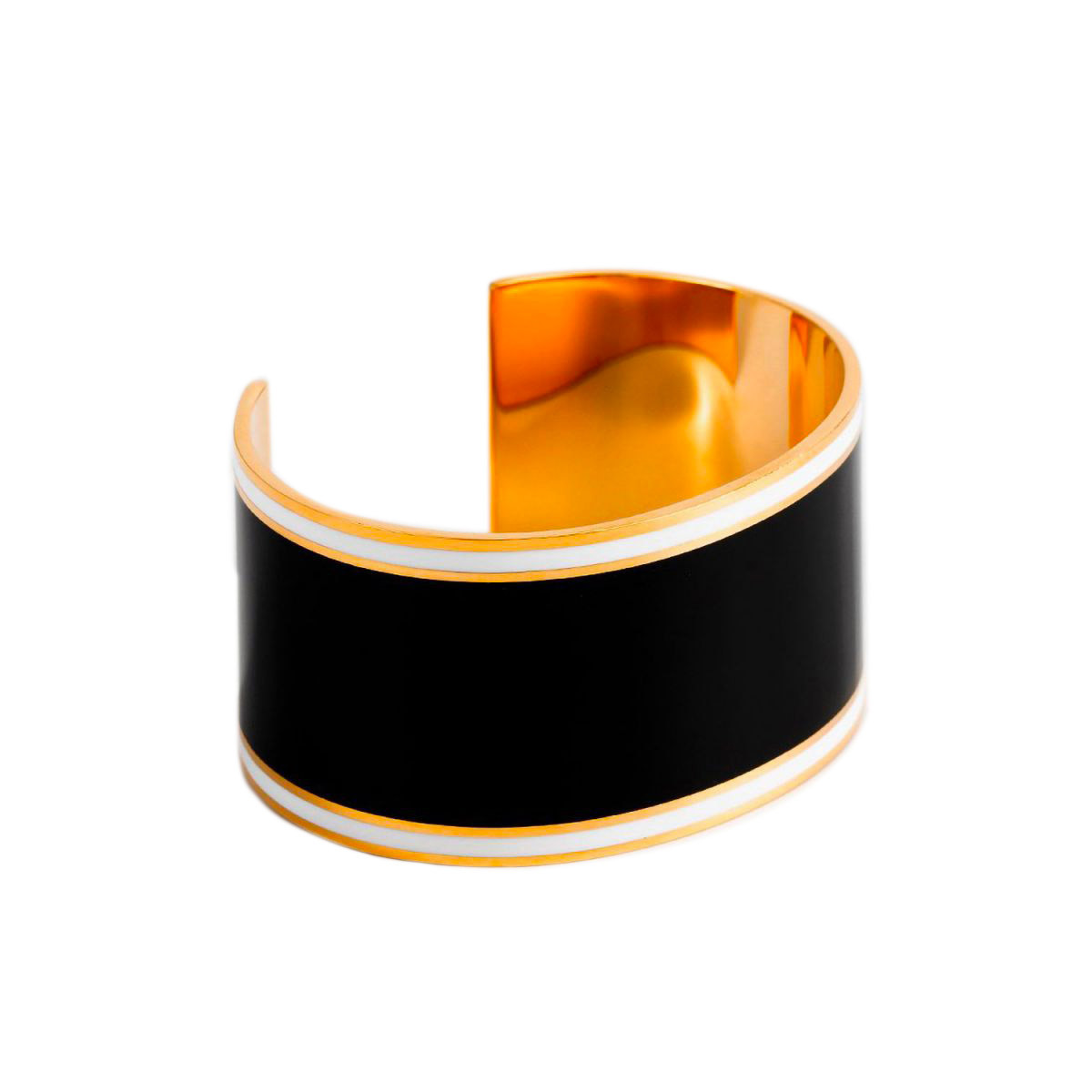 Bracelet Manchette CLASSIKA émail noir finition dorée