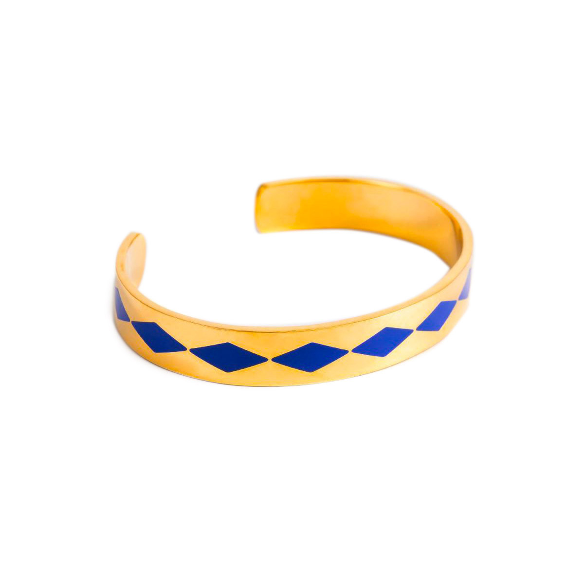 Bracelet ouvert "SAO PAULO" émail Bleu finition dorée Bracelet Jonc BALLADIS émail bleu finition dorée