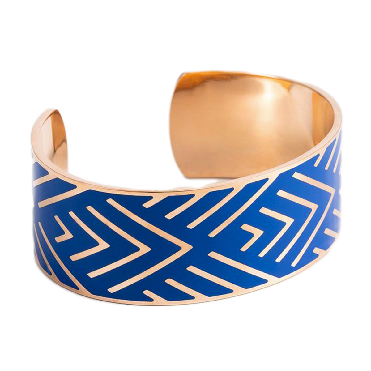 Bracelet Manchette HARMONIEA émail bleu finition rosée