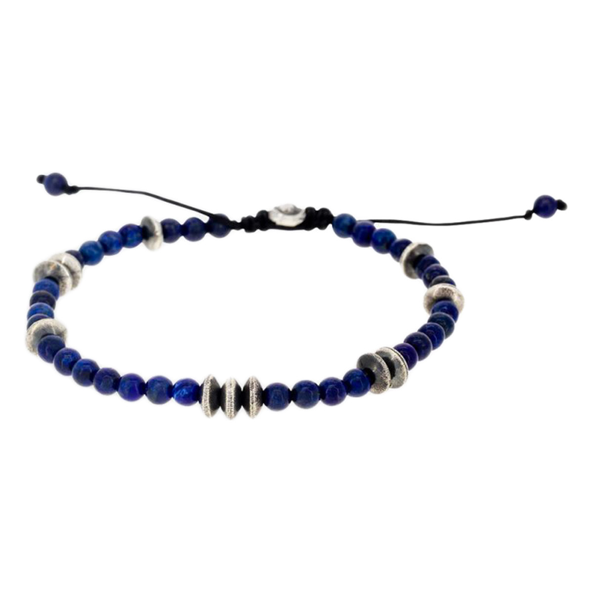Bracelet Homme "TIAGO" avec perles de Lapis et Argent 925 Bracelet Homme "TIAGO" avec perles de Lapis et Argent 925