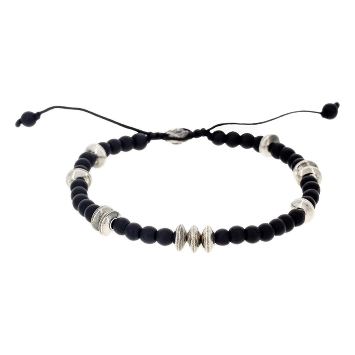 Bracelet Homme "UNAI" avec perles de pierres noires" et Argent 925 Bracelet Homme "UNAI" avec perles de pierres noires" et Argent 925