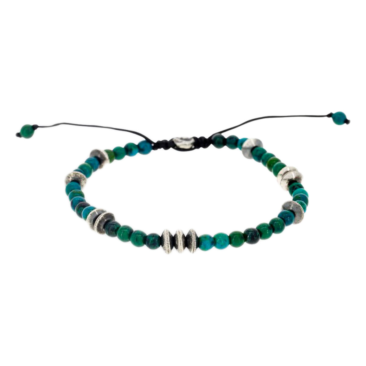 Bracelet Homme "HUGO" avec perles de Bali turquoise et Argent 925
