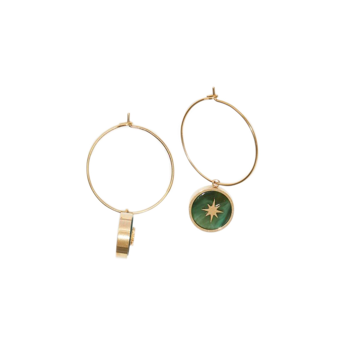 Boucles d'oreilles acier doré à l’or fin et resine Boucles d'oreilles acier dorées à l'or fin et resine