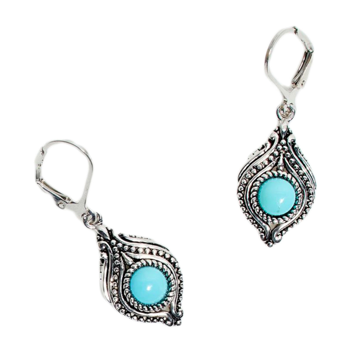 Boucles d'oreilles argent massif et pierre naturelle Boucle d'oreilles "Chiclayo" Turquoise 1,5ct/2 et Argent Massif 925/1000