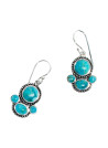 Boucles d'oreilles argent massif turquoise rondes et en forme de pétale