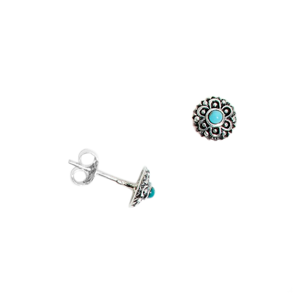 Boucles d'oreilles argent massif et pierre naturelle Boucle d'oreilles "Trébol" Turquoise 0,02ct/2 et Argent Massif 925/1000