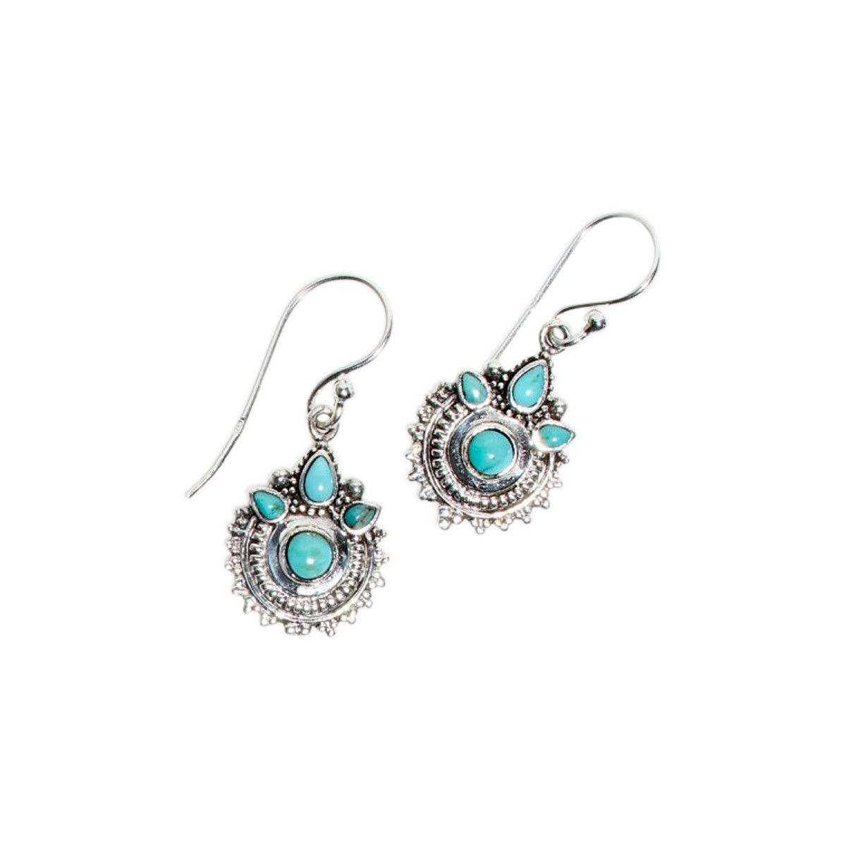Boucles d'oreilles argent massif et pierre naturelle Boucle d'oreilles "Verdolaga" Tourquoise 0,12ct/2 et Argent Massif 925/1000