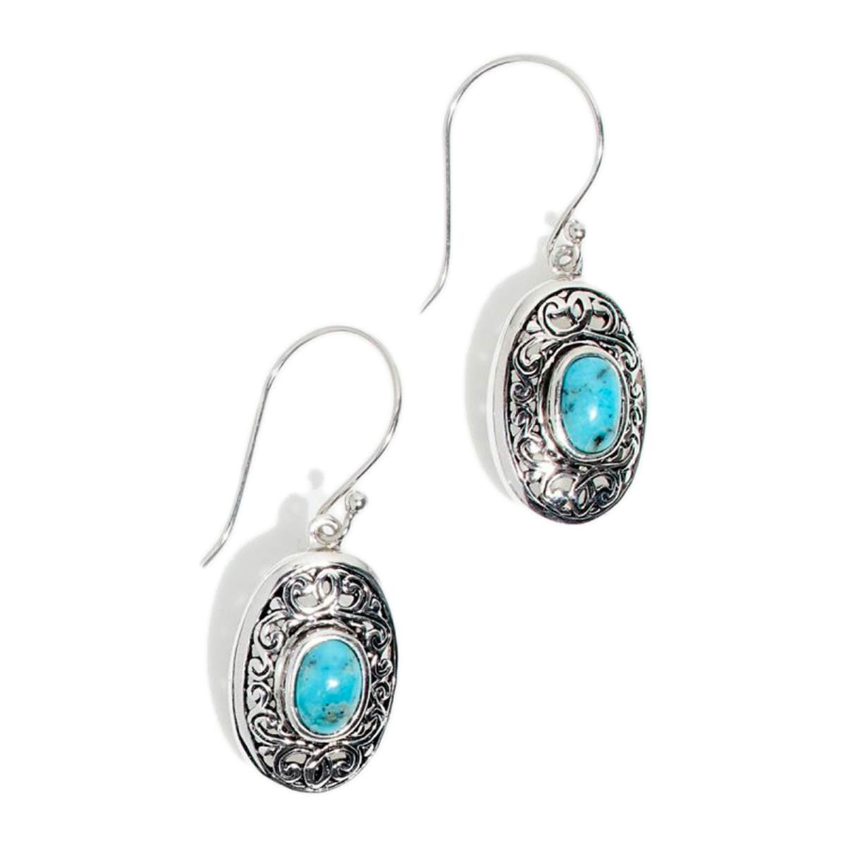 boucle oreille argent pendante Boucle d'oreilles "Canela" Turquoise 1,4ct/2 et Argen Massif