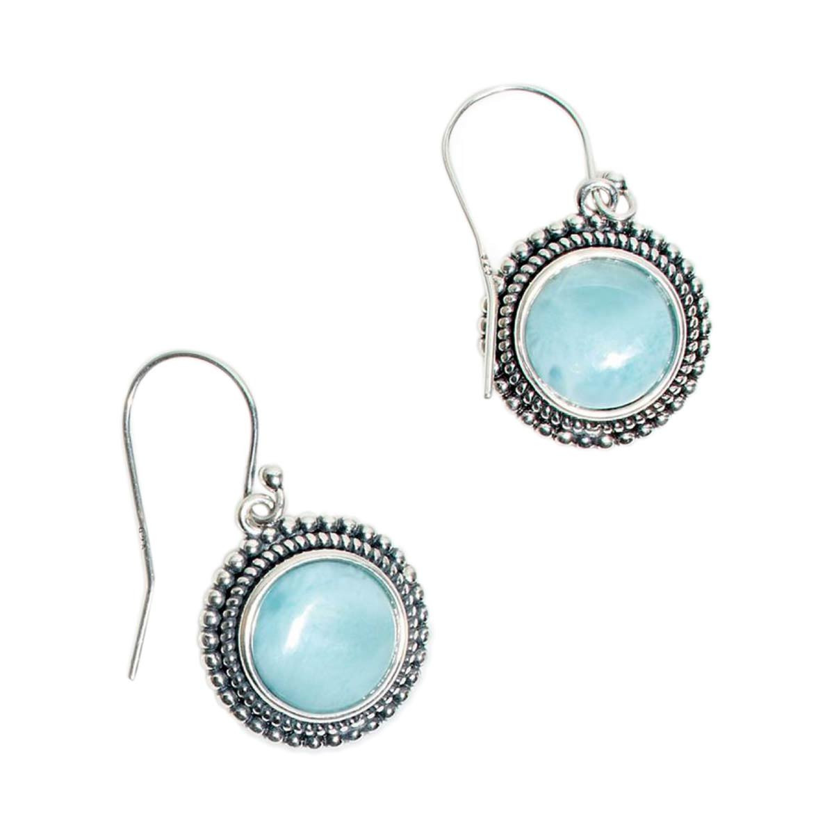 Boucles d'oreilles argent massif et pierre naturelle Boucle d'oreilles "Guanábana" Larimar 3,96ct/2 et Argent Massif 925/1000