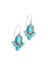 Boucles d'oreilles argent massif femme turquoise centrale et pierres de turquoise rondes et en pétale