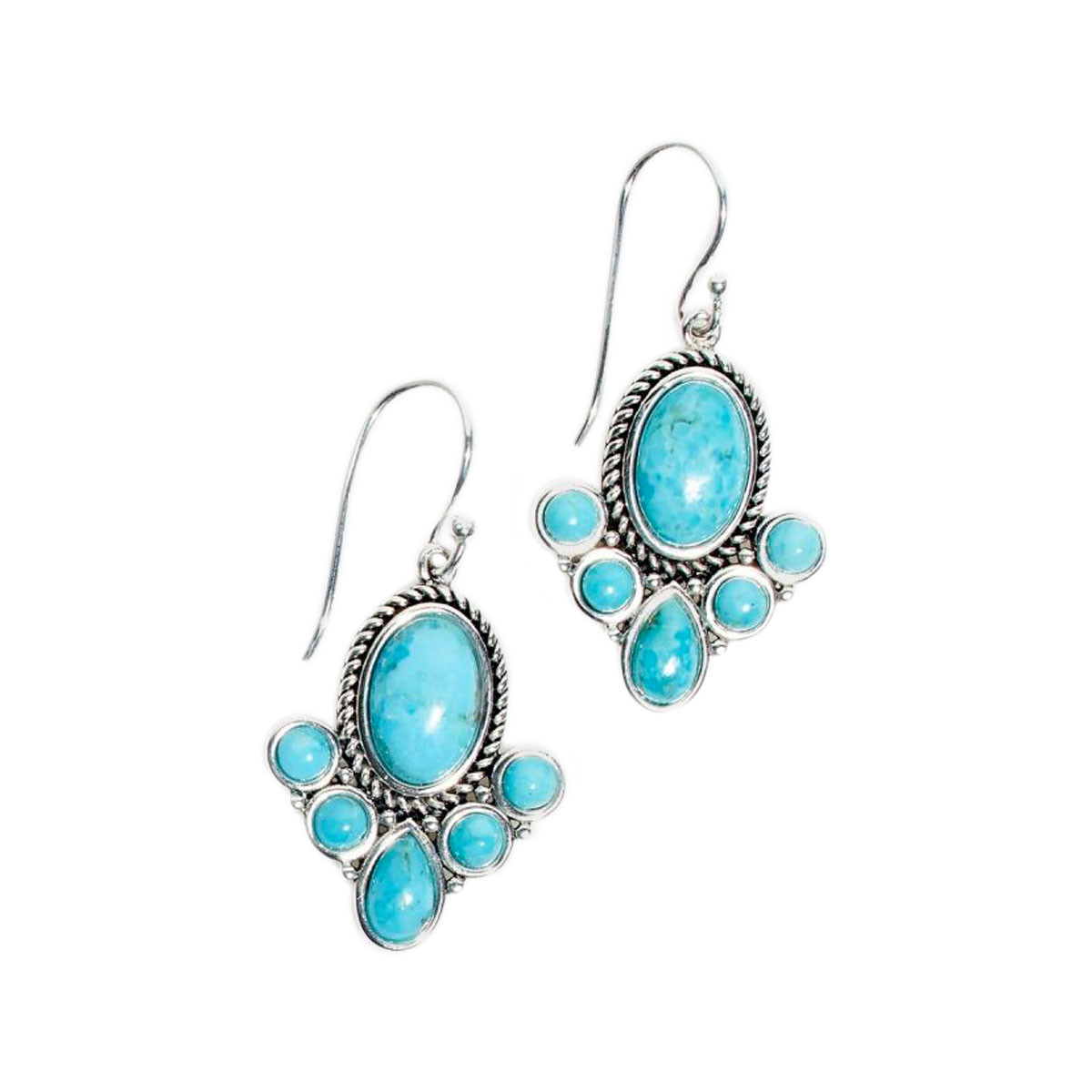 Boucles d'oreilles "Yagrumo" Turquoise 5,75/12 et Argent Massif 925/1000