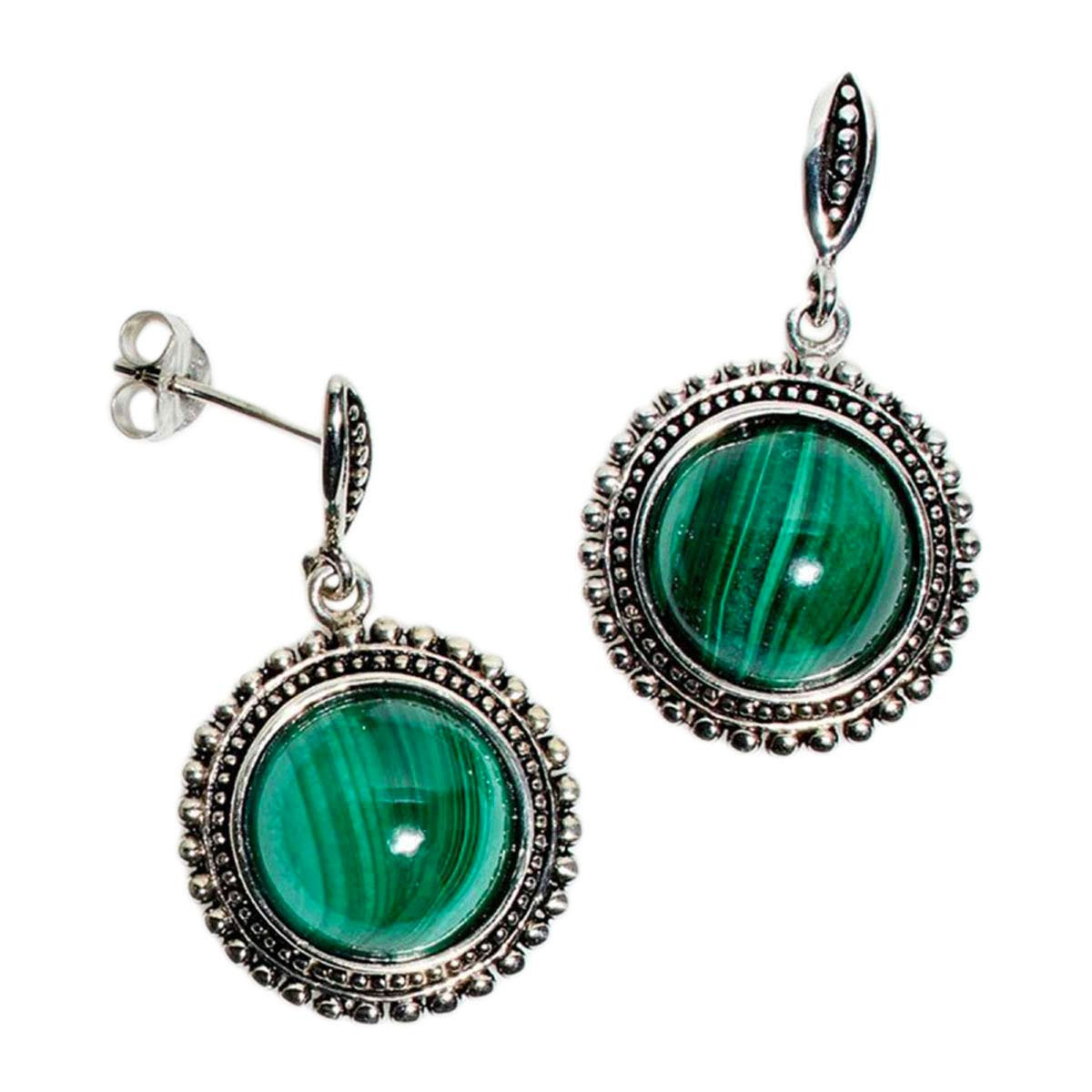 Boucle d'oreilles "Boquila" Malachite 11,20ct/2 et Argent Massif 925/1000