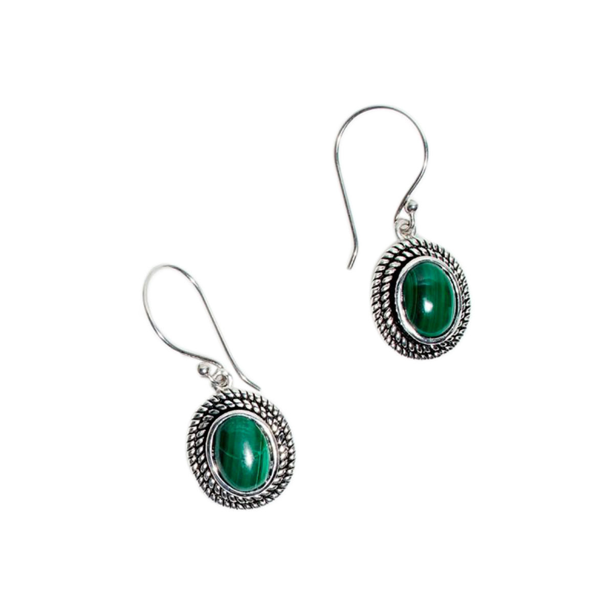Boucle d'oreilles "Clusia" Malachite 4ct/2 et Argent Massif 925/1000