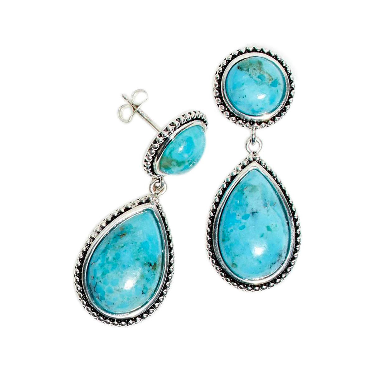 Boucles d'oreilles argent massif et pierre naturelle Boucles d'oreilles "Yagua" Turquoise 11,32/4 et Argent Massif 925/1000