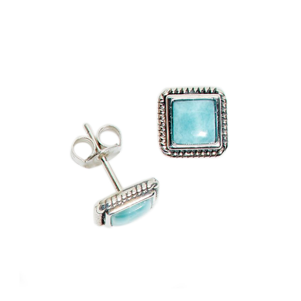 Boucles d'oreilles argent massif et pierre naturelle Boucle d'oreilles "Granadilla" Larimar 3,06ct/2 et Argent Massif 925/1000
