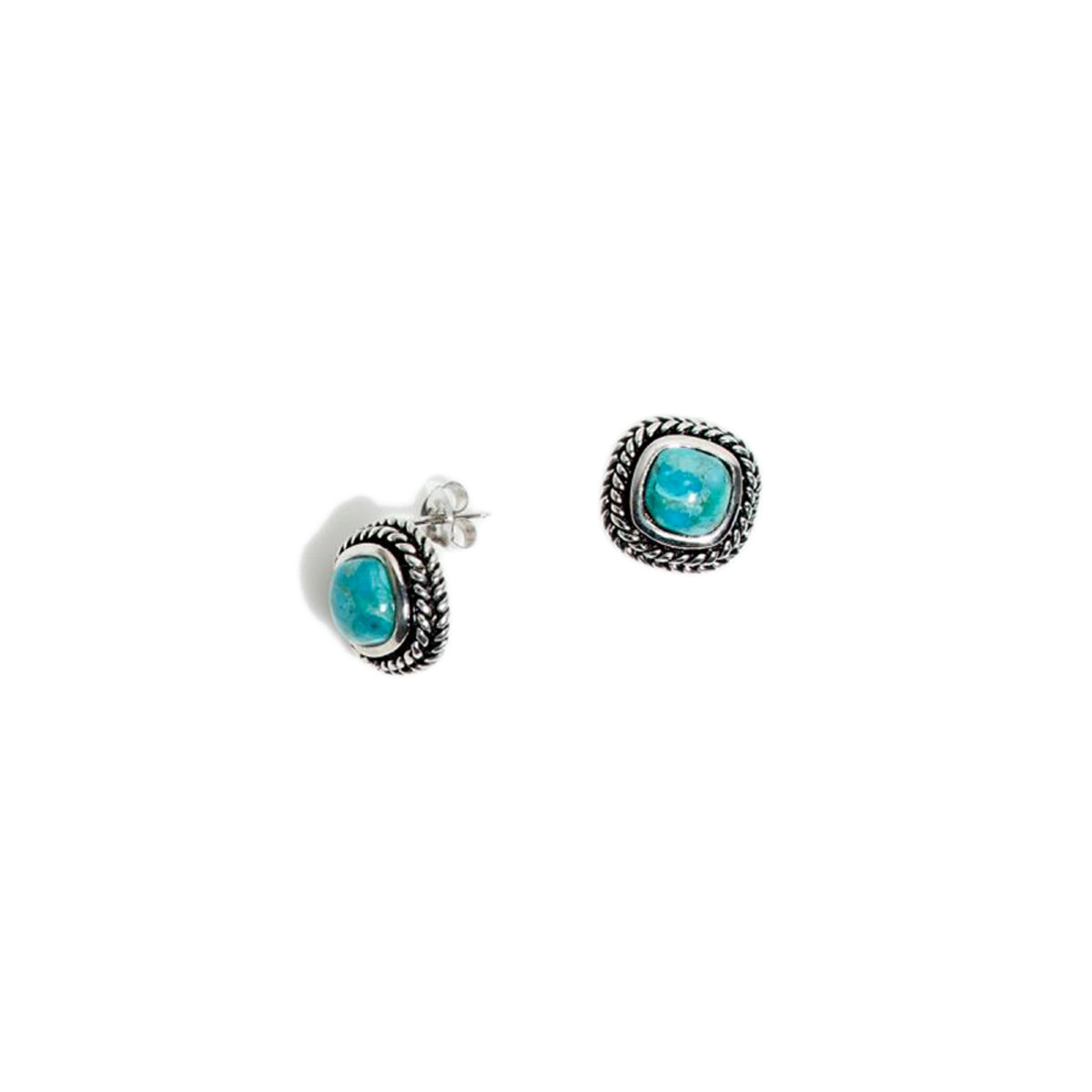 Boucles d'oreilles argent massif et pierre naturelle Boucle d'oreilles "Durazno" Turquoise 2,7ct/2 et Argent Massif 925/1000