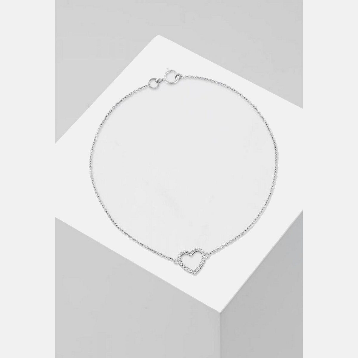 Bracelet Cœur Or Blanc et Diamant