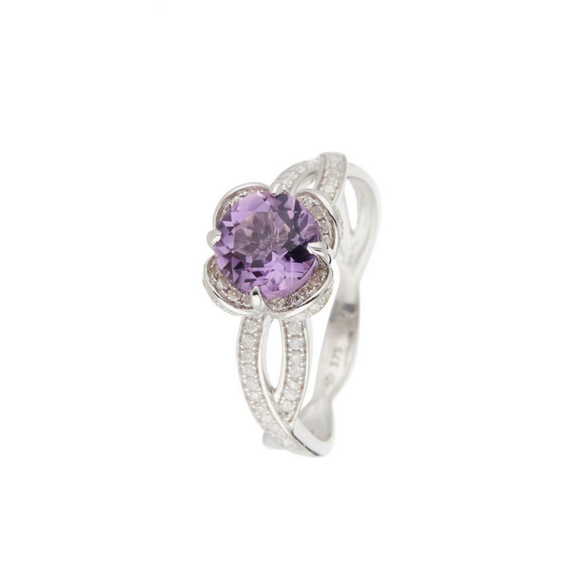 Bague " Mireille" Or blanc et Améthyste