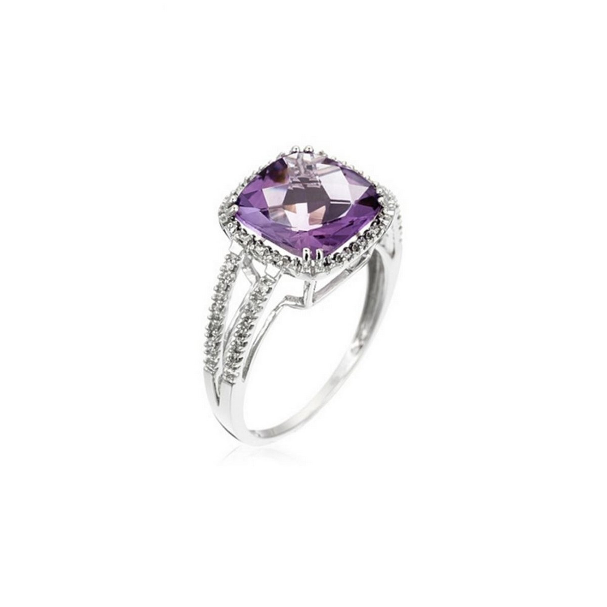 Bague Or Blanc Diamant et Améthyste Bague "Destin Exquis" Or blanc et Améthyste