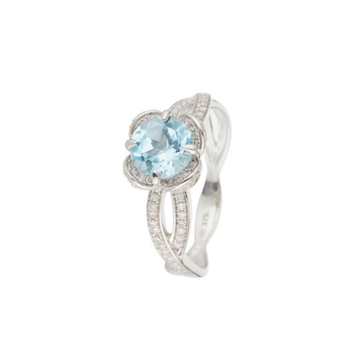 Bague Or Blanc Diamant et Topaze Bague "Fleur de Moi Topaze" Or blanc et Diamants