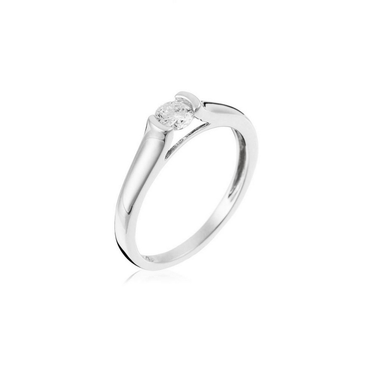 Bague "Solitaire Divin" Or blanc et Diamants