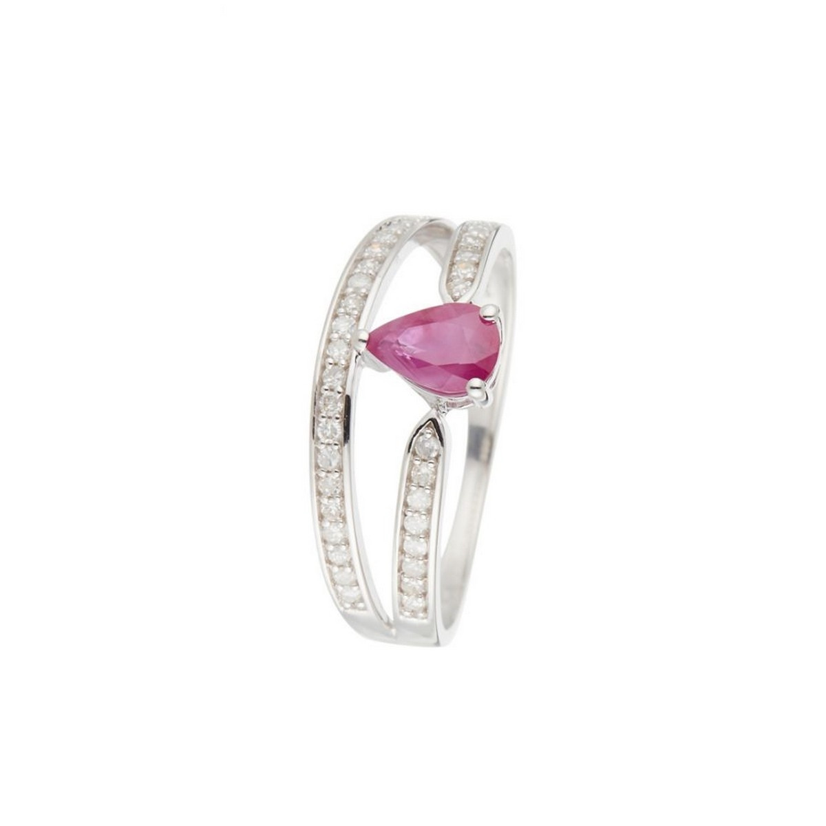 Bague Or Blanc Diamant et Rubis Bague "Maëlle" Or blanc et Rubis