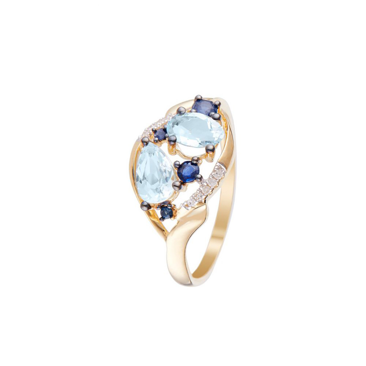 Bague " Gaétane" Or jaune et Multipierres