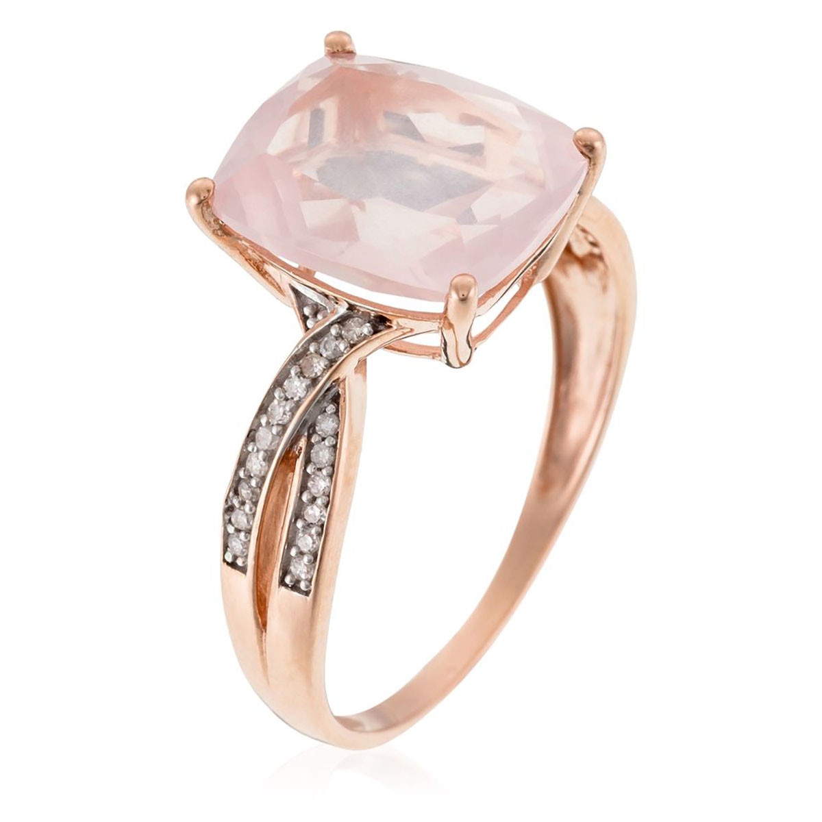 bague quartz diamant mariage Bague " Mélisande" Or rose et Quartz