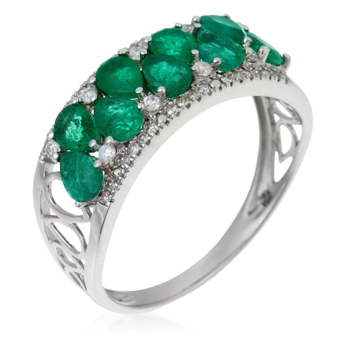 Bague Or Blanc Diamant et Emeraude Bague "Koh Lipe Emeraude" Or blanc et Diamants