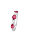 Bague Or Blanc 375 "BRUNI" Diamants 0,06 carat et Rubis 1,44 carats