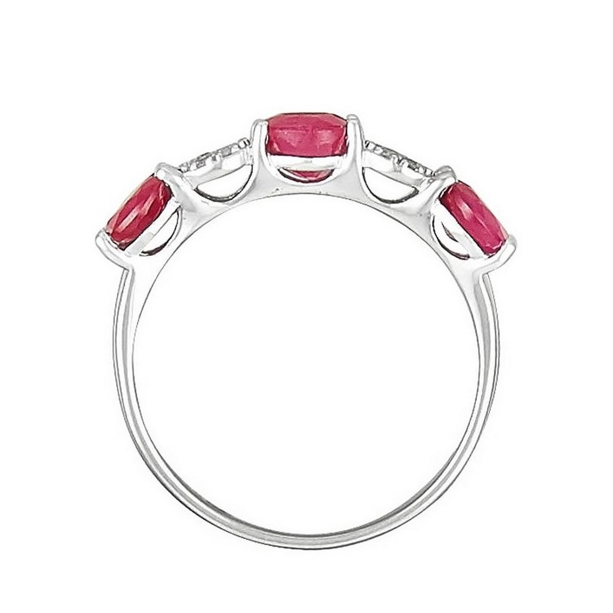 Bague Or Blanc 375 "BRUNI" Diamants 0,06 carat et Rubis 1,44 carats Bague Alliance "Bruni Rubis" Or blanc et Diamants