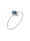 Bague Chaîne Or Blanc Diamant et Saphir