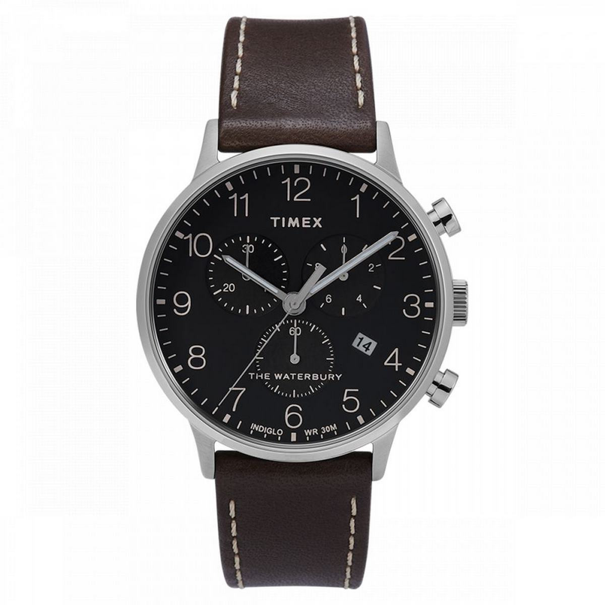 Montre Homme Timex "Waterbury Classic Chrono" Boîter SST 40mm en Acier Cadran Noir  - TW2T28200