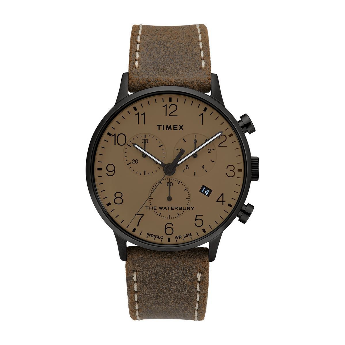 Montre Homme Timex "Waterbury Classic Chrono" Boîter SST 40mm en Acier Gris Foncé Cadran Taupe - TW2T28300