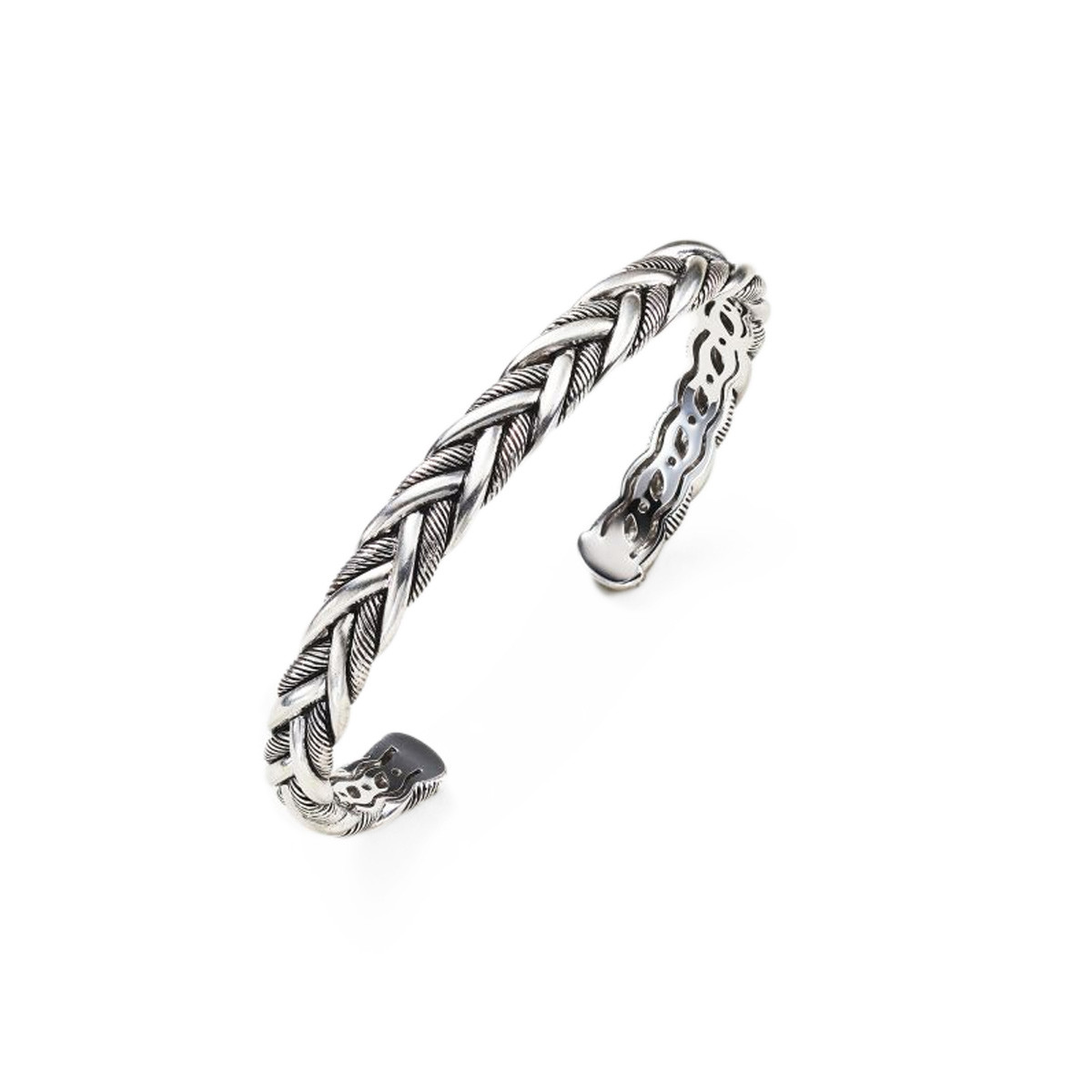 Bracelet jonc Homme BREK en Argent massif 925 Bracelet Homme corde "Glacius" Taille L